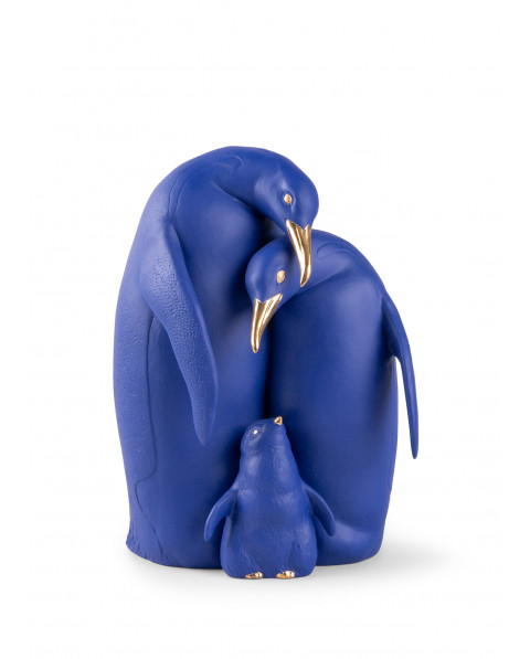 Penguin family (blue-gold) Lladró Porcelaine 01009539 