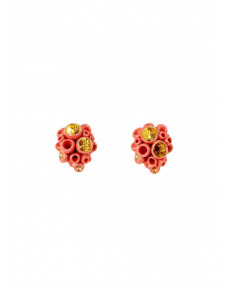 Golden coral reef stud earrings Lladró Porzellan 01010246  