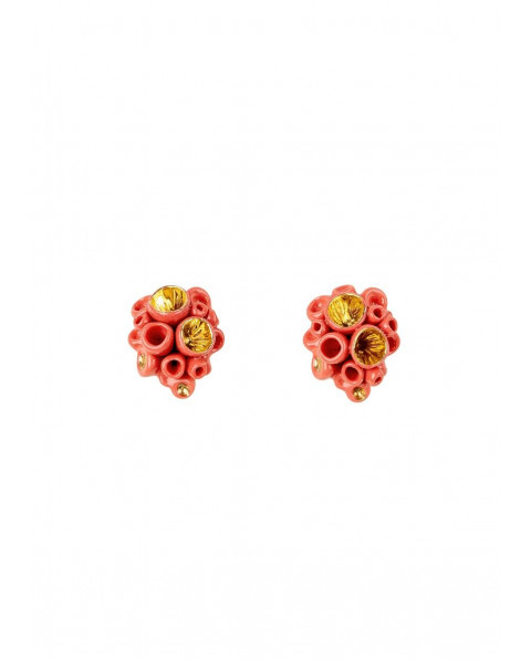 Golden coral reef stud earrings Lladró Porcelain 01010246