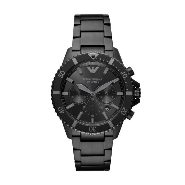 emporio armani stainless steel chronograph watch