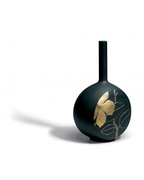 Canvas vase flower twig (black & gold) Lladró Porcelaine 01007073 