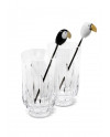 Set 2 grands verres Toucan+2 agitateurs Lladró Porcelaine 01009465