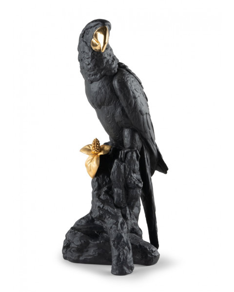 Macaw bird (black-gold) Lladró Porcelain 01009577