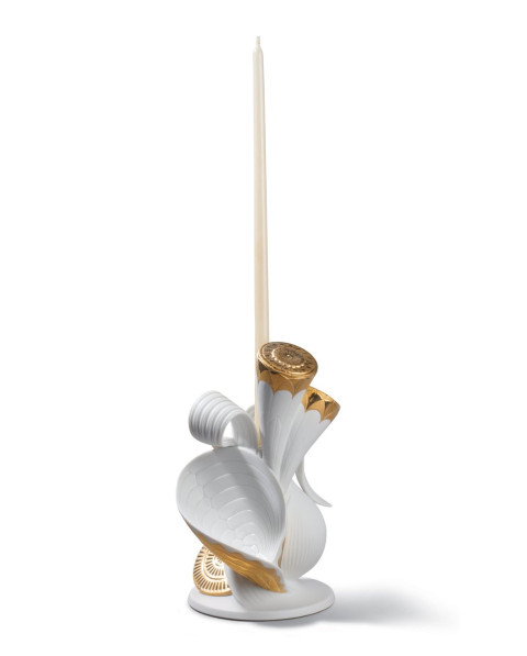 Candelabro Naturofantastic. Lustre oro Porcelana Lladró 01007959