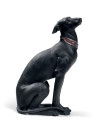 Attentive Greyhound Dog Figurine. Black Lladró Porcelain 01008605