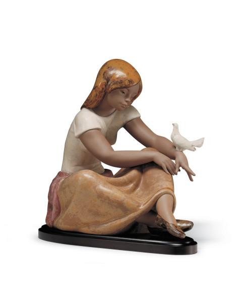 Watching The Dove Girl Figurine Lladró Porcelain 01013526