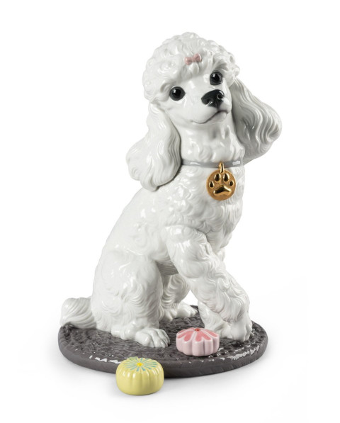 Figura perro Caniche con mochis Porcelana Lladró 01009472