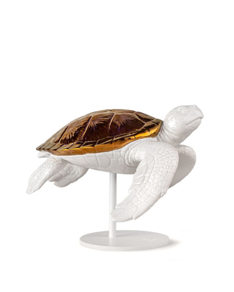 Sea Turtle II (white - copper) Sculpture Lladró Porcelaine 01009597