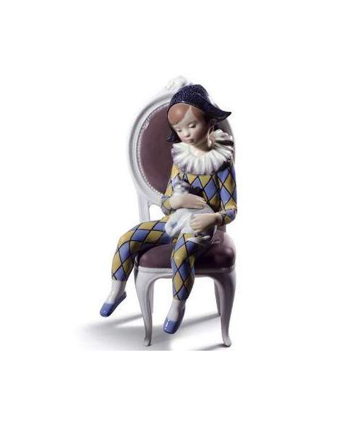 Lladro 1008739 NIÑO ARLEQUIN SENTADO (AZUL / AMARILLO) 1008739