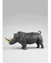 Rhino (black-gold) Sculpture. Limited Edition Lladró Porcelain 01009595