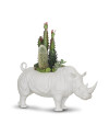 Rhino Garden Figurine. Matte White. Plant the Future Lladró Porzellan 01009642  