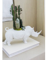 Rhino Garden Figurine. Matte White. Plant the Future Lladró Porzellan 01009642  