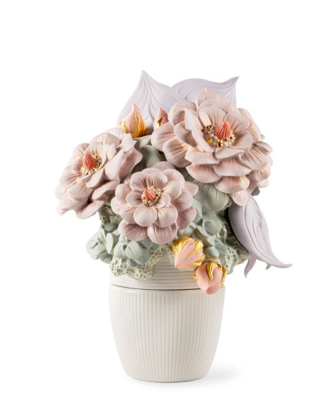 Vase with flowers (pink) Lladró Porcelain 01009696