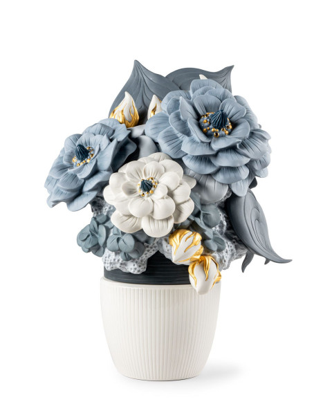 Vaso con fiori (blu) Porcellana Lladró 01009697  