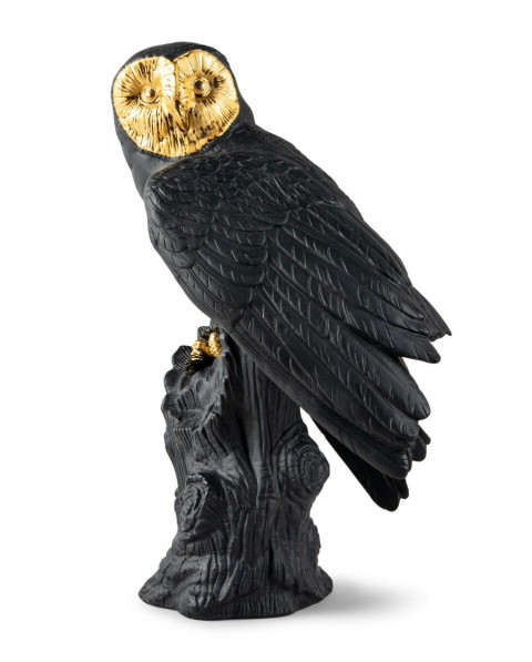 Owl (black-gold) Lladró Porcelain 01009692