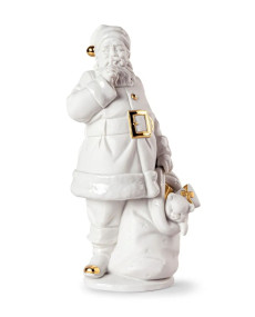 Ha llegado Papá Noél (blanco-oro) Porcelana Lladró 01009734