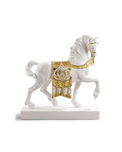 Lladro 01007186 A REGAL STEED (RE-DECO GOLDEN) Porcelain