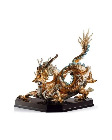 Lladro 01001973 GRAN DRAGÓN (ORO) Porcelana Figura Lladro