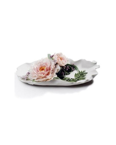 Lladro 01008650 TRAY WITH PEONIES Porcelaine Lladro