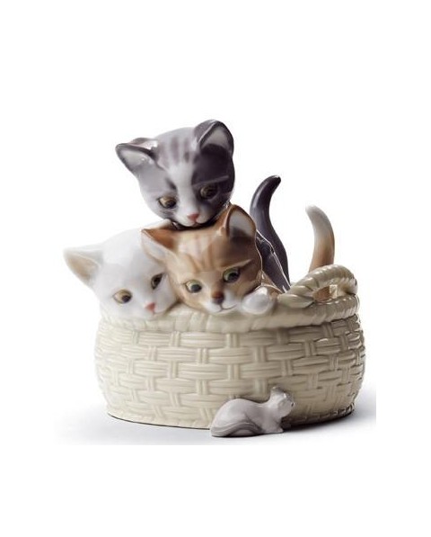 Lladro 01008693 GATITOS CURIOSOS Porcelana Figura Lladro