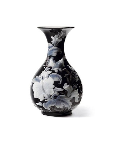 Lladro 01008726 JARRÓN GORRIONES (NEGRO) Porcelana Lladro