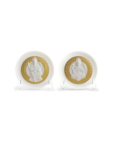 Lladro 01009155 GODDESS LAKSHMI-LORD GANESHA PLATES-SET Porcelain Lladro