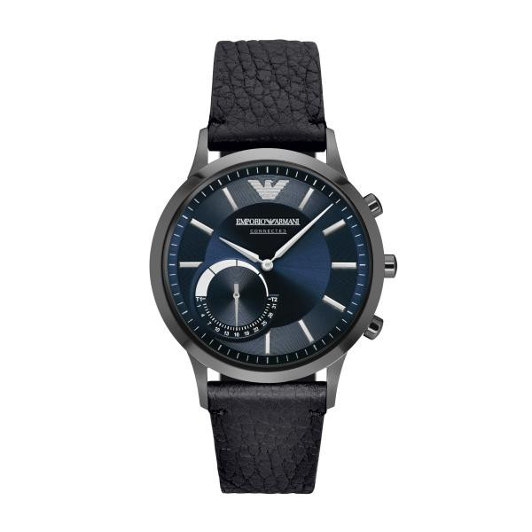 Emporio armani hybrid smartwatch with hammered leather on sale strap