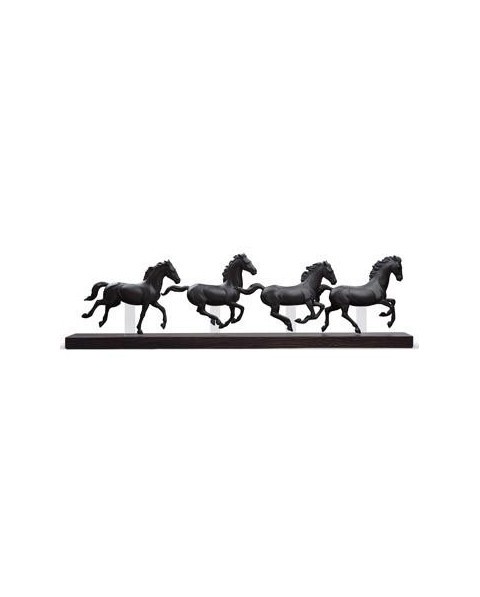 Lladro Porcelain Groupe au galop-noir 01009085