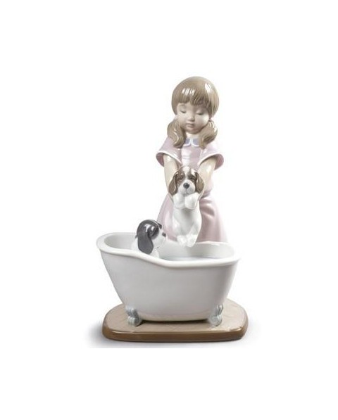 Lladro Porcelain BATHING MY PUPPIES 01009280