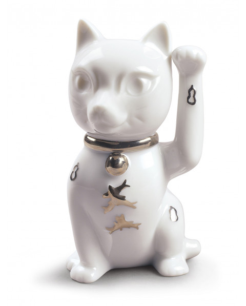 Maneki neko (white-silver) Lladró Porcelain 01009283