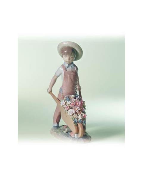 Lladro 01001283 Figurine WHEELBARROW WITH FLOWERS