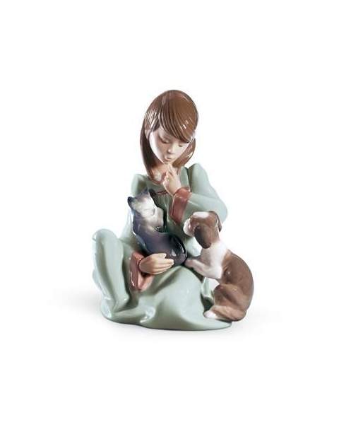 Lladro 01005640 FILLETTE AVEC CHAT ET CHIOT 01005640