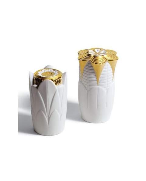 Lladro 01007989 Figurine NATUROF SALT & PEPPER SHAKERS GOLDEN