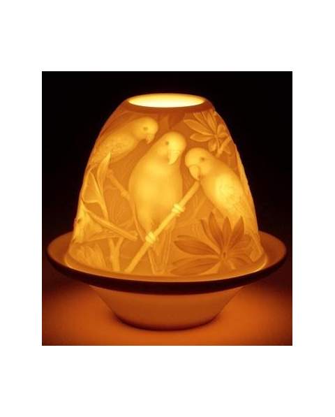 Lladro 01017305 Figurine LITHOPHANE VOTIVE LIGHT PARROTS